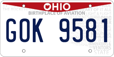 OH license plate GOK9581