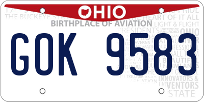 OH license plate GOK9583