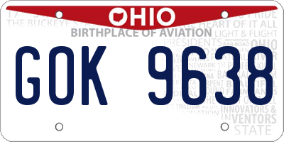 OH license plate GOK9638