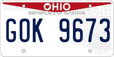 OH license plate GOK9673