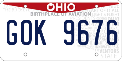 OH license plate GOK9676