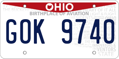 OH license plate GOK9740