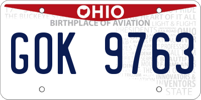 OH license plate GOK9763