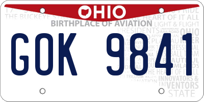 OH license plate GOK9841