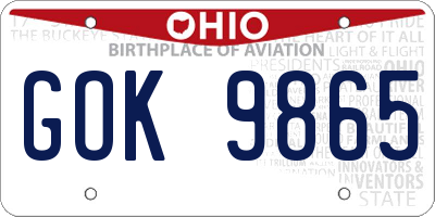 OH license plate GOK9865