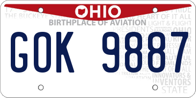 OH license plate GOK9887