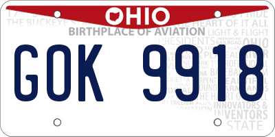 OH license plate GOK9918
