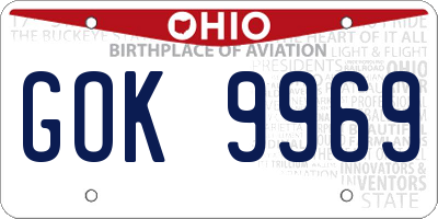 OH license plate GOK9969