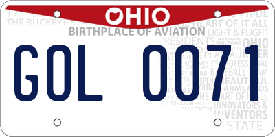 OH license plate GOL0071