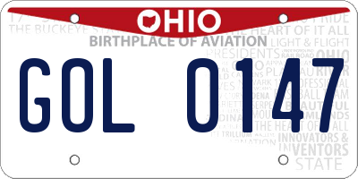 OH license plate GOL0147