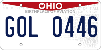 OH license plate GOL0446