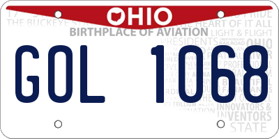 OH license plate GOL1068