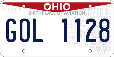 OH license plate GOL1128