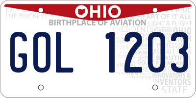 OH license plate GOL1203