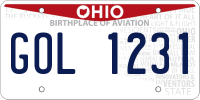 OH license plate GOL1231
