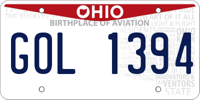 OH license plate GOL1394