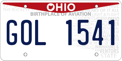 OH license plate GOL1541