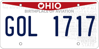 OH license plate GOL1717