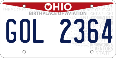OH license plate GOL2364