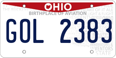OH license plate GOL2383