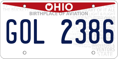 OH license plate GOL2386