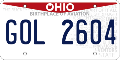 OH license plate GOL2604