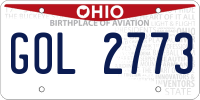 OH license plate GOL2773