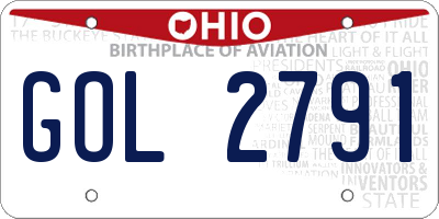 OH license plate GOL2791