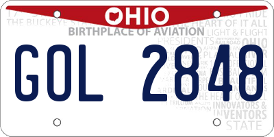OH license plate GOL2848