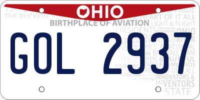 OH license plate GOL2937