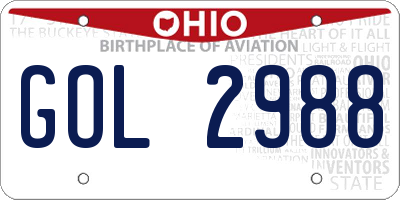 OH license plate GOL2988