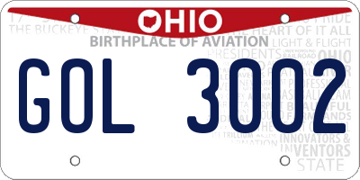 OH license plate GOL3002