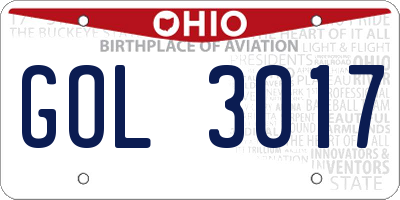OH license plate GOL3017