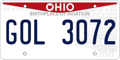 OH license plate GOL3072