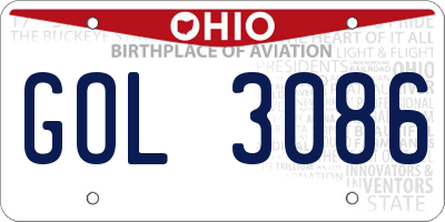 OH license plate GOL3086