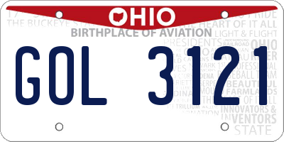 OH license plate GOL3121