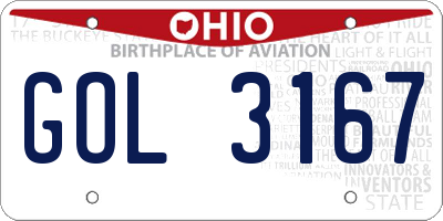 OH license plate GOL3167