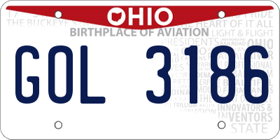 OH license plate GOL3186