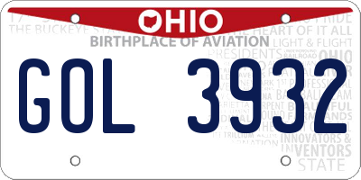 OH license plate GOL3932