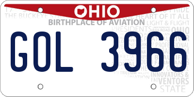 OH license plate GOL3966