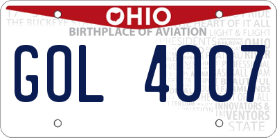 OH license plate GOL4007