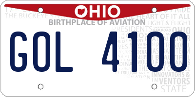 OH license plate GOL4100