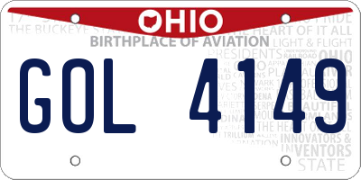 OH license plate GOL4149