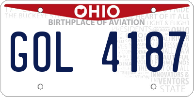 OH license plate GOL4187