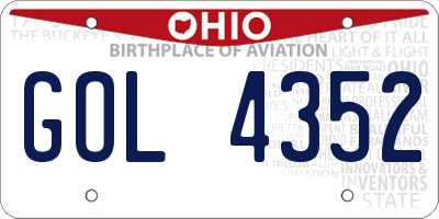 OH license plate GOL4352