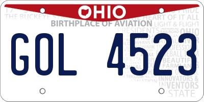 OH license plate GOL4523