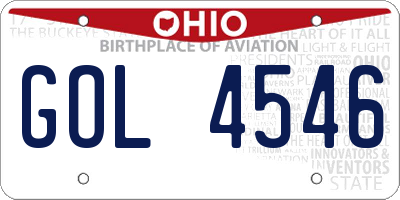 OH license plate GOL4546