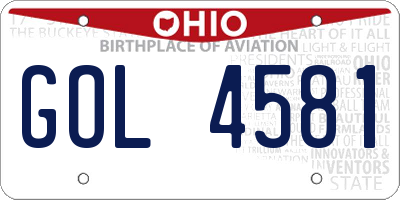 OH license plate GOL4581