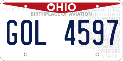 OH license plate GOL4597