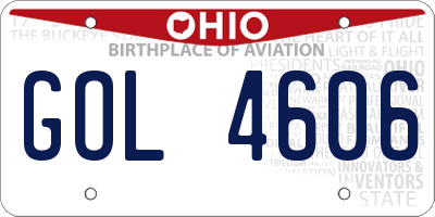 OH license plate GOL4606